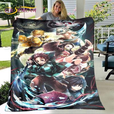 Coperta per cacciatore di demoni di cartoni animati anime, coperta di flanella, coperta calda per bambini Sherpa per letti da camera da letto
