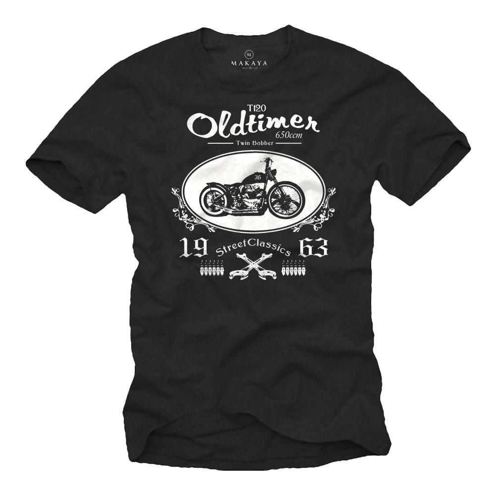 Gift for him - Biker mens Shirt - Vintage Oldtimer Motorcycle Tshirts black S-XXXXXL