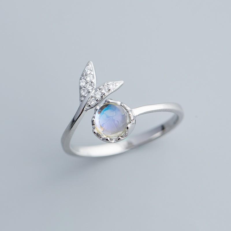 Korean Style Mermaid Tears Moonstone Zircon Ring – Women's Fashionable Inlaid Diamond Design