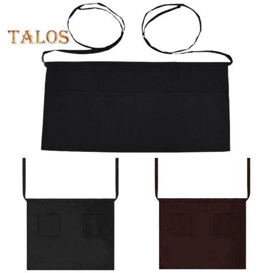 Waiter Apron with Long Straps Widely Used Non-Fading Practical Waiter Waitress Waist Apron with Pockets Kitchen Supplies