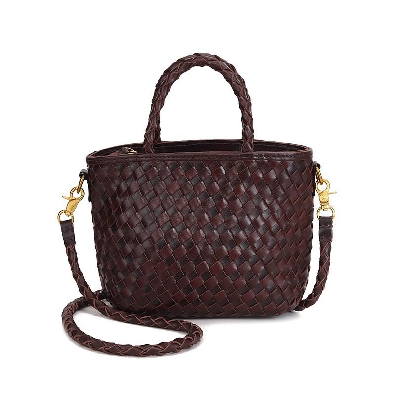 Handwoven Genuine Leather Crossbody Bag Square