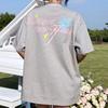 Sommer Reine Baumwolle Damen Lustiger Grafikdruck T-Shirt Harajuku O-Ausschnitt Übergroß Lässig Y2K Oberteile UNISEX T-Shirts Grau Weiß Streetwear