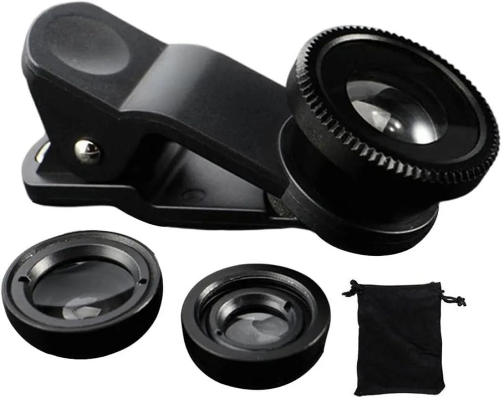 3 in1 Fisheye Wide Angle Micro Camera Lens for iPhone Xiaomi Redmi 3IN1 Zoom Fish Eye Len on Smartphone Lenses with Phone Clip
