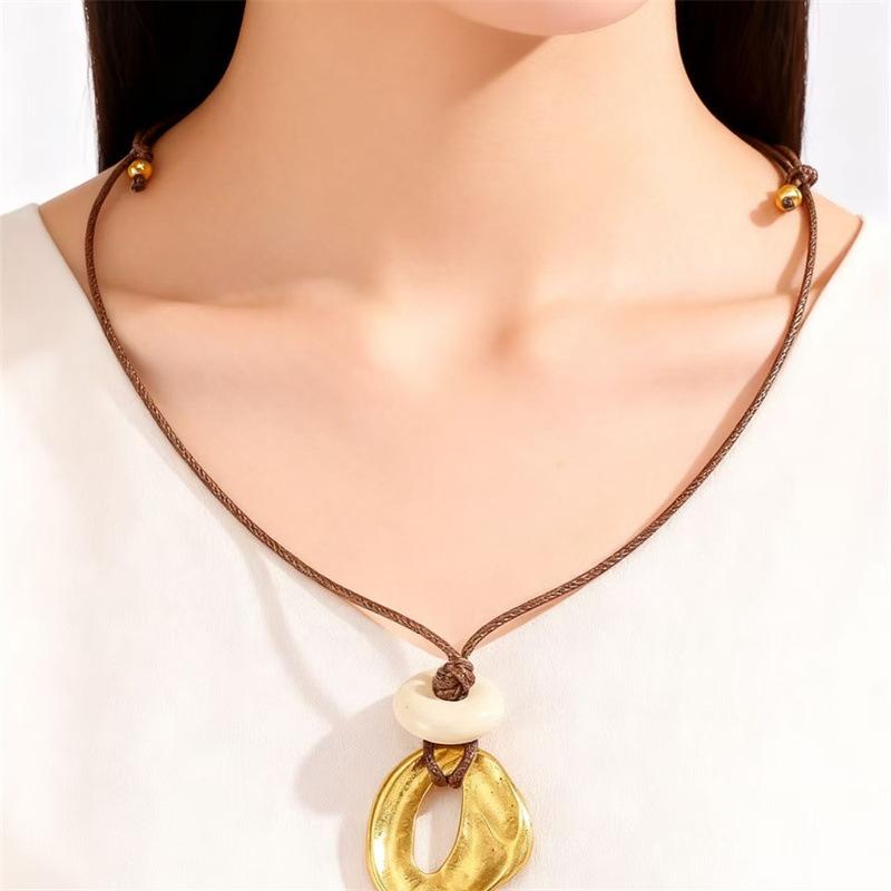 Irregular Metal Pendant Long Necklace Women's Elegant Collar Chain Neck Accessory