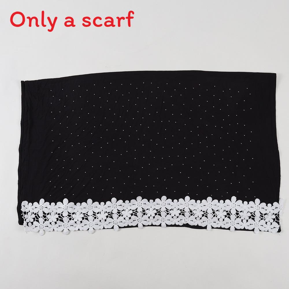 

Scarf Accessories Black Chiffon Knit Material With Flower Design And Rhinestone Decor For Women чёрный