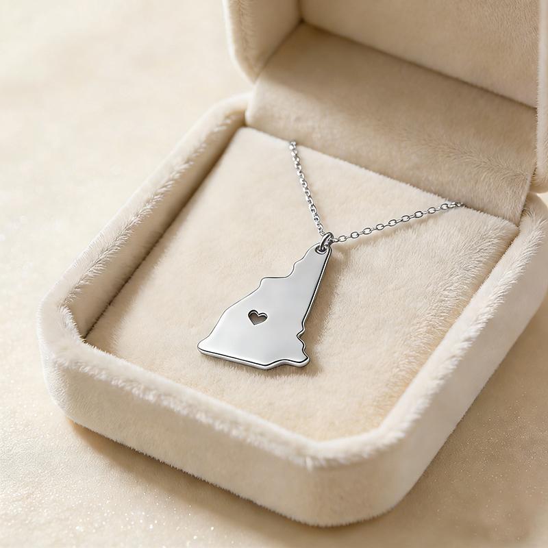 United States New Hampshire Map Pendant Necklace Stainless Steel Map Jewelry Accessories