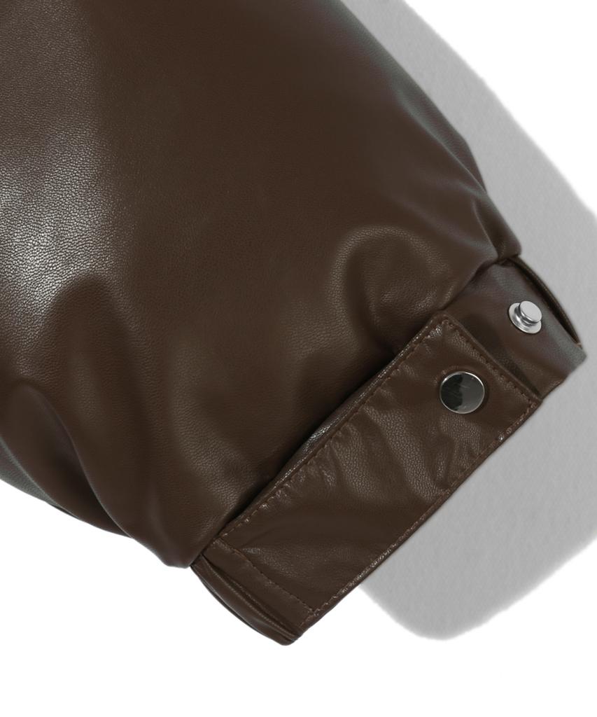 Trillion Biker Vegan Leather Short Padded Jacket (Brown)