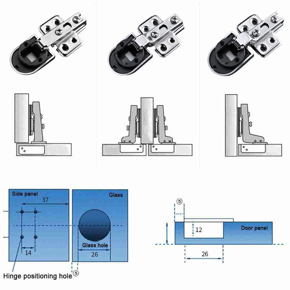 2PCS Useful No Hole Connector Window Accessories Cabinet  Hinge Clip Furniture Supplies Glass Door Hinge