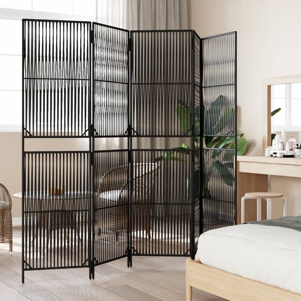 Vidaxl 5-Panel Screen, Black, Poly Rattan