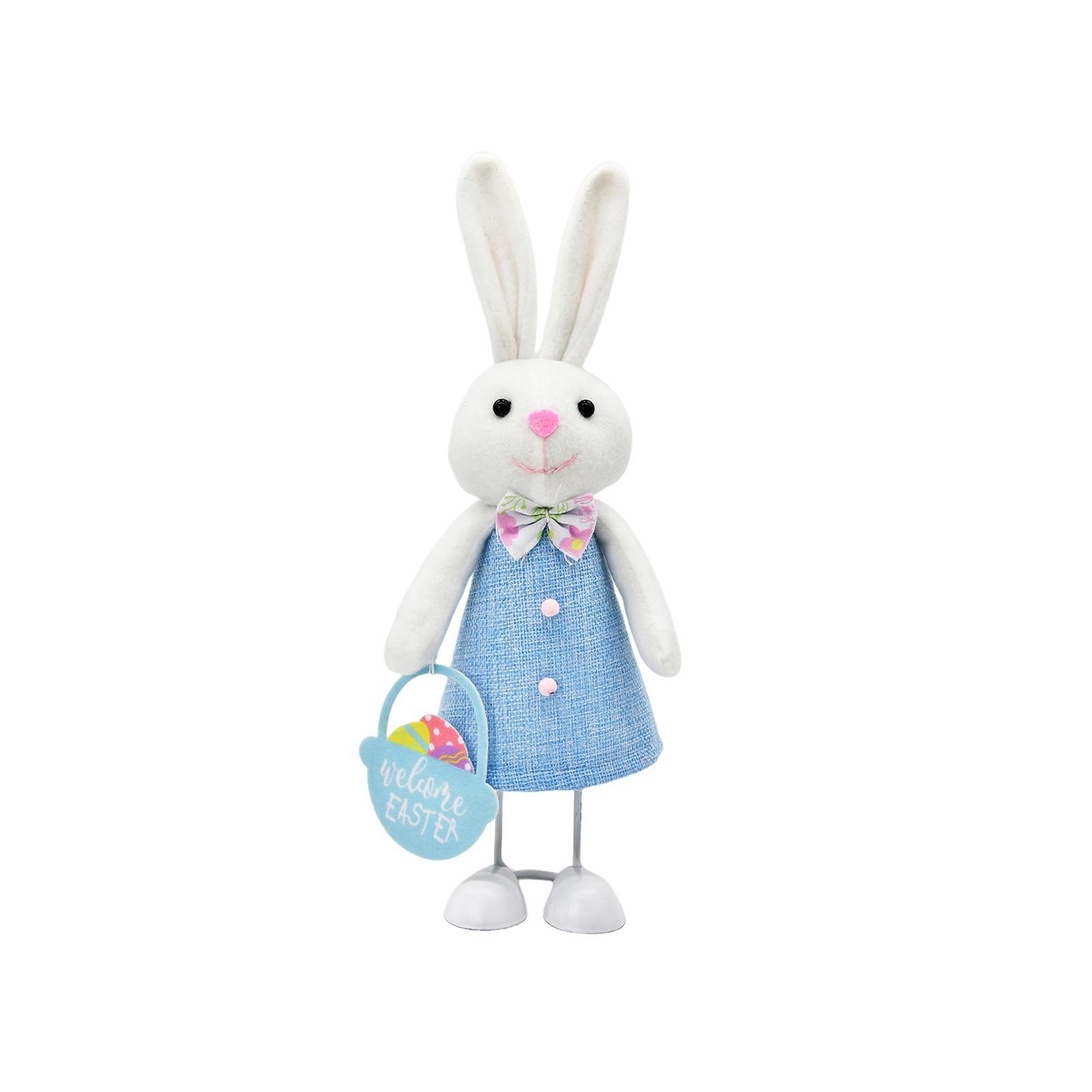 Cute Easter Bunny Doll Figurine, Comfort Toy, Holiday Decoration синий