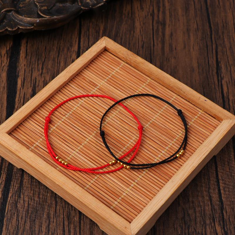 Handgefertigtes Perlenarmband Rotes Seil Verstellbar Transfer Glücksperlen Einfacher Stil Freundschaftsarmband Feiner Schmuck Geschenk