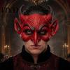 Duivel Cosplay Prop in Vintage Stijl, Enge Halloween Demon Schuim Masker voor Volwassenen, Rode Halve Lichtgewicht PU Horror Gezicht Maskerade Accessoires met