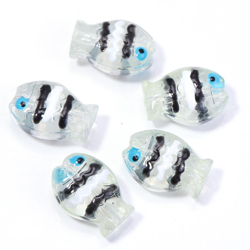 5pcs/lot Colorful Hand-painted Lampwork Beads Cute Cartoon Ocean Fish Loose Glass Bead For DIY Fashion Bracelet Earrings Jewelry