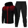 Polka Dot Hooded Sports Set: Zipper Cardigan & Solid Sweatpants