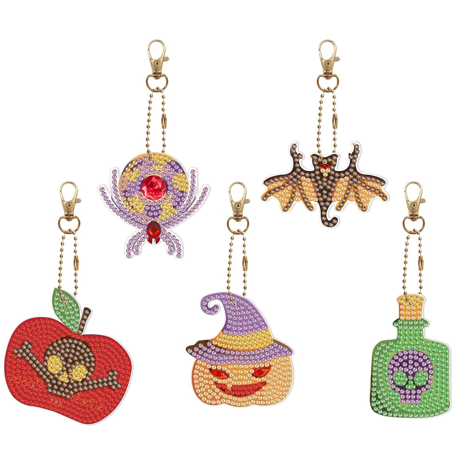 

DIY 1set 5d Diamond Painting Брелок Двусторонняя паста Алмаз Хэллоуин Акрил Ручная работа Точечная дрель для себя Pack of 5