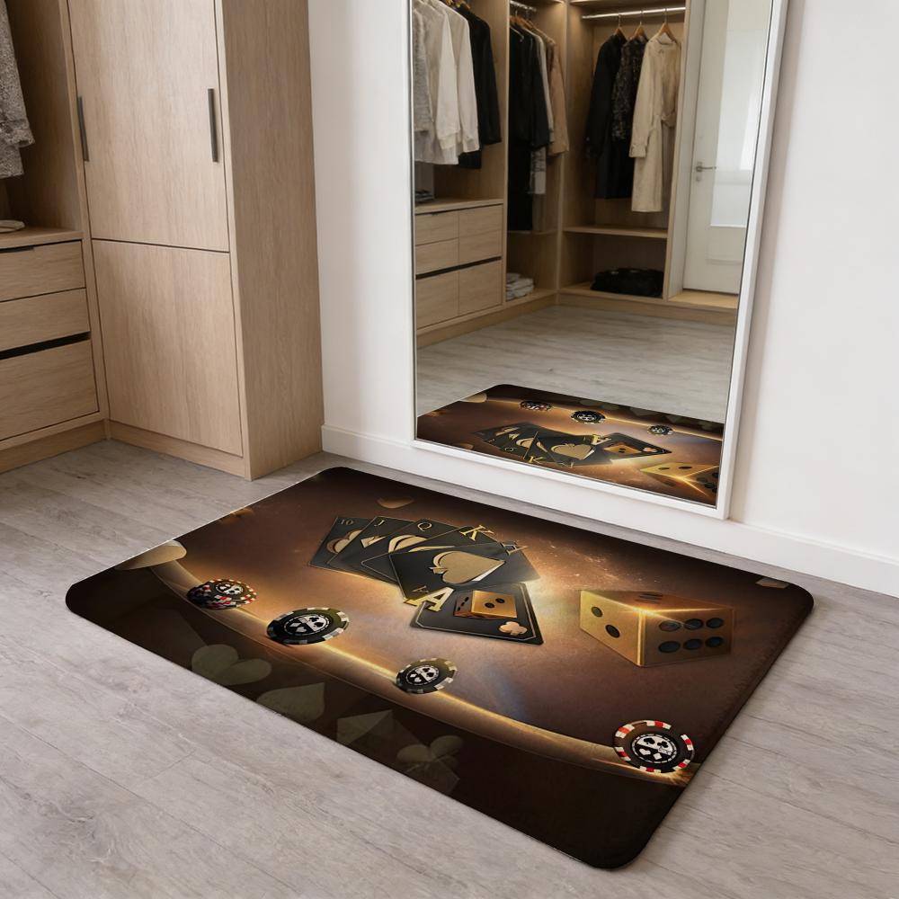 Fashion Spade Floor Mat Washable Absorbent Flannel Door Mat Non-Slip Indoor Floor Carpet