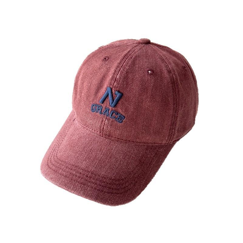 Fashionable Three dimensional Letter Embroidery N Soft Top Baseball Hat Made of Old Baseball Hat for Women Fashion Simple Style