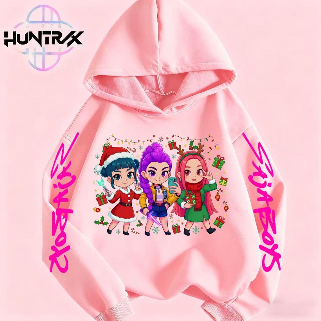 Christmas Anime KPop Devil Hunter Children Kawaii Cartoon Printed Hooded Sweatshirt Hip Hop Daily Casual Street Wear Autumn