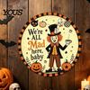 Holiday Party Wall Decoration Retro Halloween Sign, Round Metal Decorative Vintage Festive Home Ornament Rustic Art Decor for Living Room Mounted