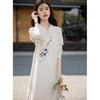 Mokana Women's Chinese Style Embroidered Long Sleeve Midi Dress