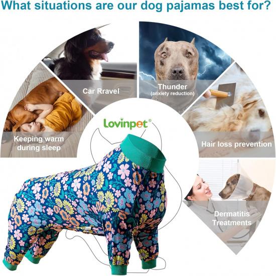 LovinPet Dog Pajamas Large Size Dog, Big Dog Clothes, Post Surgery Onesie, Lightweight Fabric Pitbull Pullover Pajamas, Puppy Pajama, Pitbull