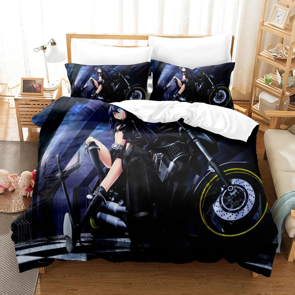 Black Rock Shooter Anime Comfortable Duvet Quilt Cover Pillowcase Bedding Set Children Bedroom Decoration Home Textile