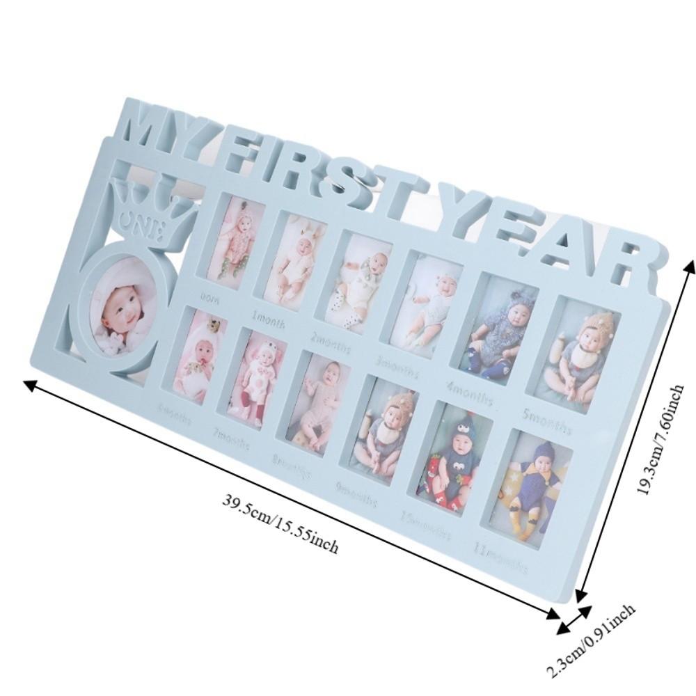12 Small Frames Baby Growth Frame Plastic Newborn Memory Frame Baby s Monthly Growth синий