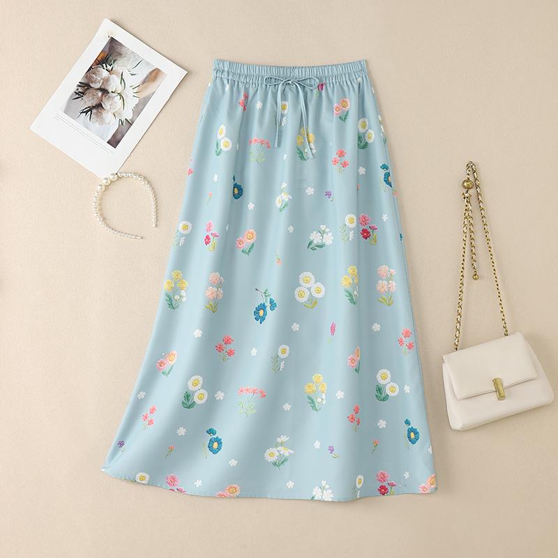 

ZANZEA Женские повседневные свободные летние юбки с эластичной резинкой на талии и цветочным принтом 4XL синий