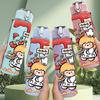 1PC Apron Girl Kitchen Cartoon 750ml Color Plastic Sports Water Bottle Leakproof Flip Straw Lid Suitable for Sports Office Home Use