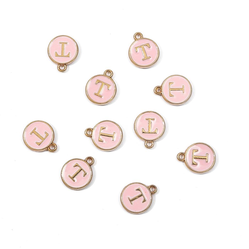 10Pcs Metal Enamel English Letters Charms Pendant For DIY Jewelry Making Necklace Bracelet Accessories