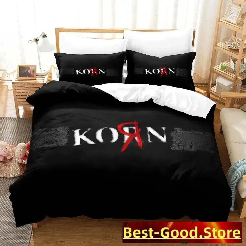 

Korn rock Bedding Set Printed Bed Set With Pillowcase Bed Duvet Cover Soft Single Double Queen Super King Size Bedroom US King(264*228cm)3pcs