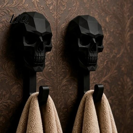 Gaming Room Wall Hanger 2Pcs Hook Up, 3D Printed Skull Design Hooks, No Drilling Decorative Mount Hanger, Waterproof Bathroom Storage for Towels Hats
