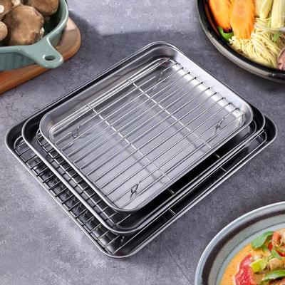 Stainless Steel Baking Pan Tray With Removable Wire Rack Bbq For Even Heat Distribution And Food Presentation Kitchen Gadgets