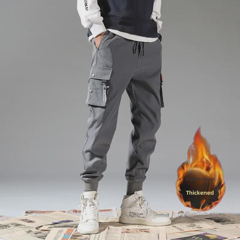 Men's Autumn/Winter Casual Velvet Jogger Pants with Cuffs