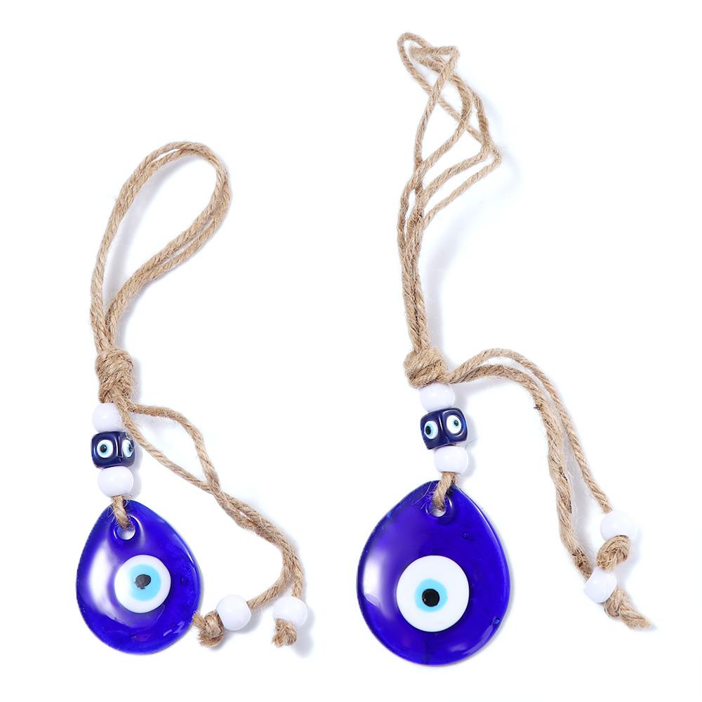 Amulet Car Ornaments Interior Accessories Evil Blue Eye Pendant Car Key Pendants Twine Drop Pendant