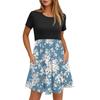 Women's Fashion Casual Loose Round Neck Short Sleeve Printed Pocket Dresses