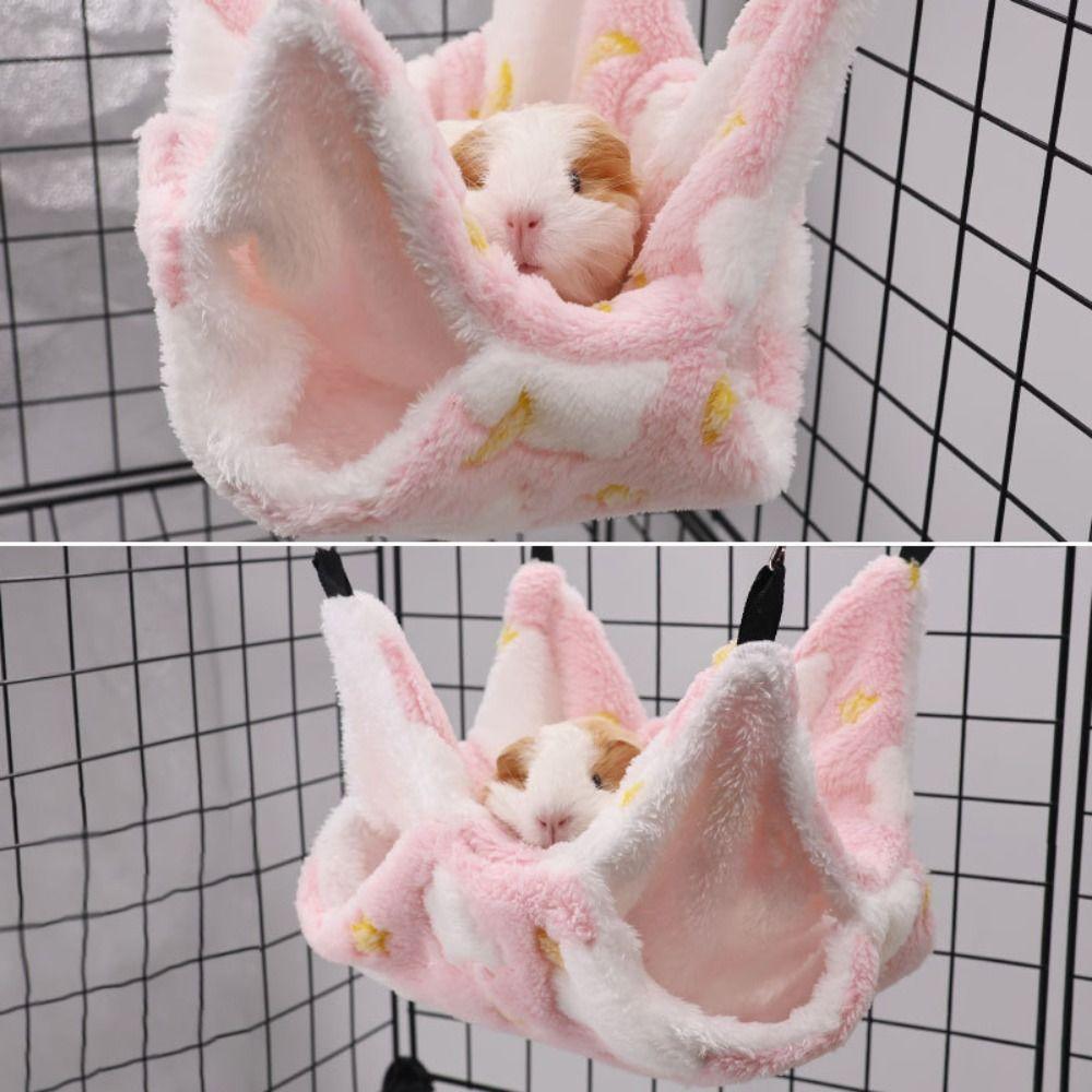 Soft Plush Guinea Pig Hammock Double Layer PET Sleeping Pouch Premium Hanging Warm Bed  Climbing