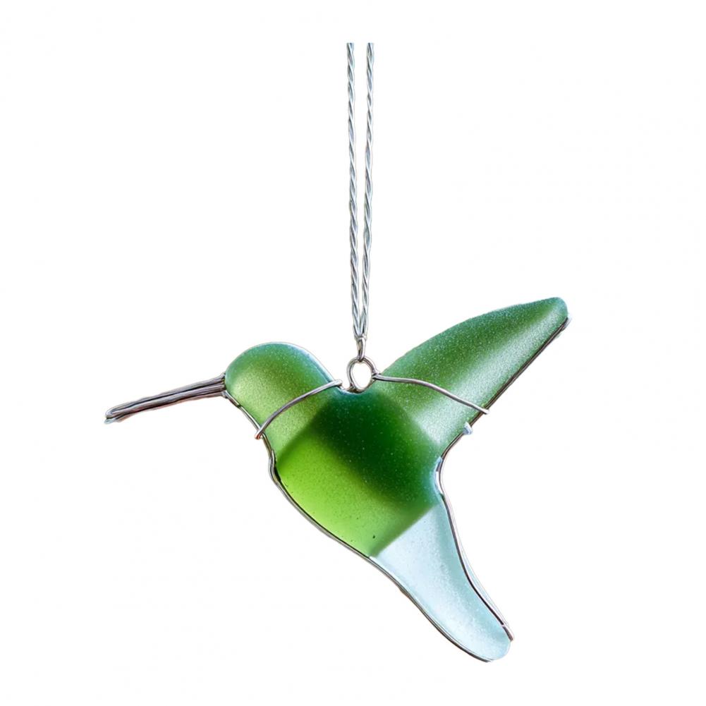 

Bookshelf Ornament Festive Hanging Decoration Handmade Sea Glass Bird Ornaments for Coastal Xmas Tree Decor Unique for Holiday зелёный