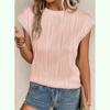Women's Fashion Tops Round Neck Ultra Short Sleeve Solid Color Summer T-Shirt