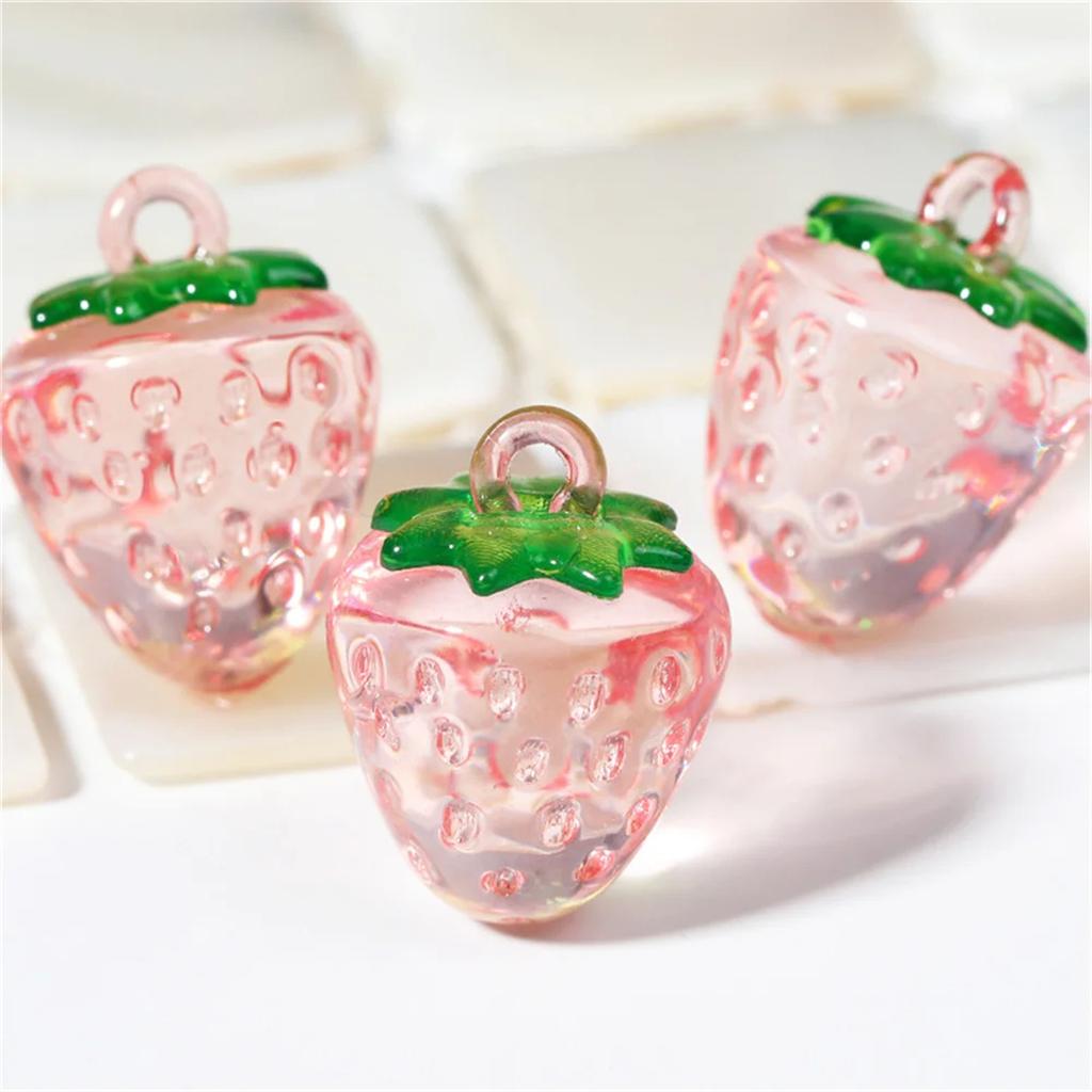 CH57 5Pcs Acrylic Fruit Strawberry Beads Beautiful Beads Transparent Handmade Diy Necklace Jewelry Handmade Beads Accessories