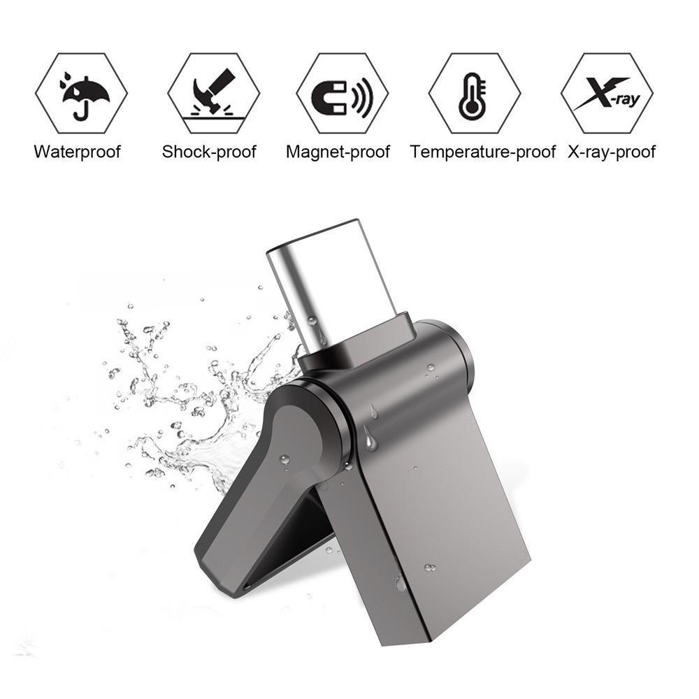 2 ТБ Вращающийся USB-накопитель Type-C для Android, компьютера и устройств Apple 128GB темно-серого