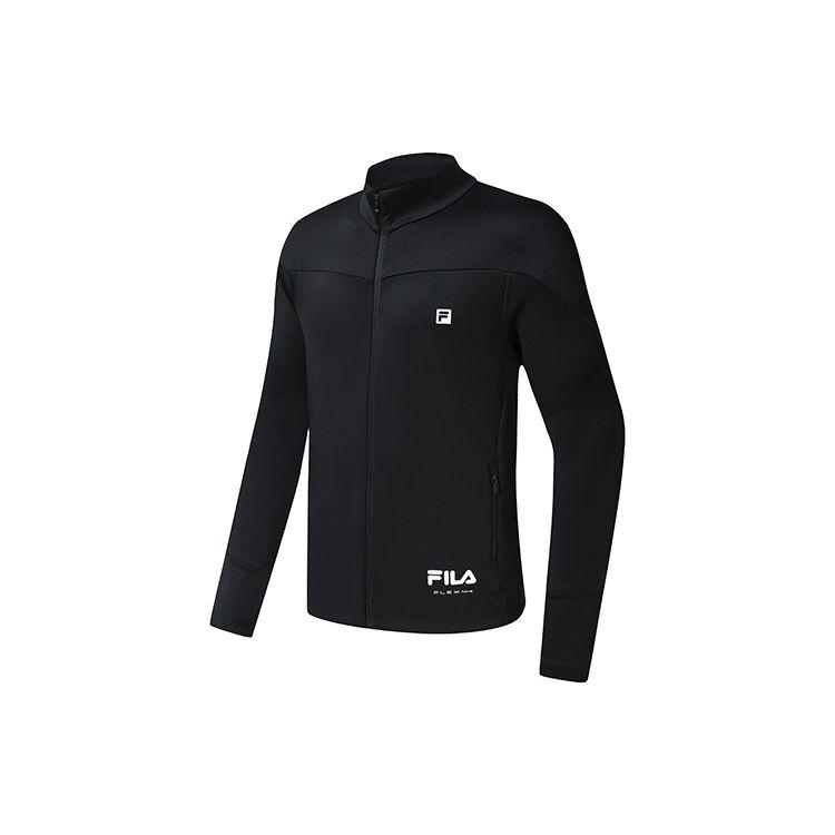 FILA Fitness Series Solid Color Logo Print Stand Collar Sports Jacket Men Jacket Deep-Black A11M311508F-BK