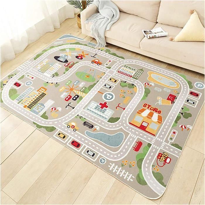 Tapis de Jeu Street Car Univers Animal TYKTZXY Bleu Vert Gris 100160 cm