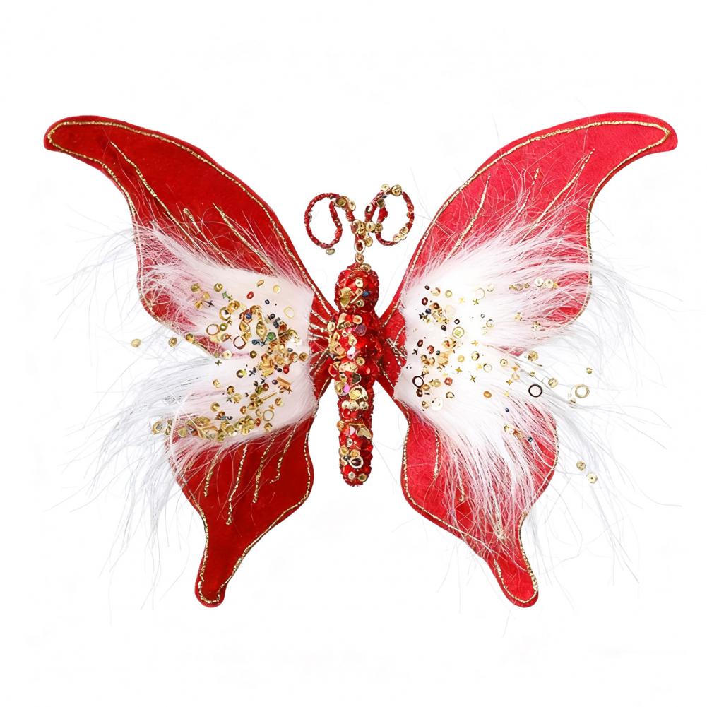 Eye-catching Holiday Decor Beautiful Holiday Embellishment Sparkling Butterfly Christmas Ornaments 3d Sequined for Tree