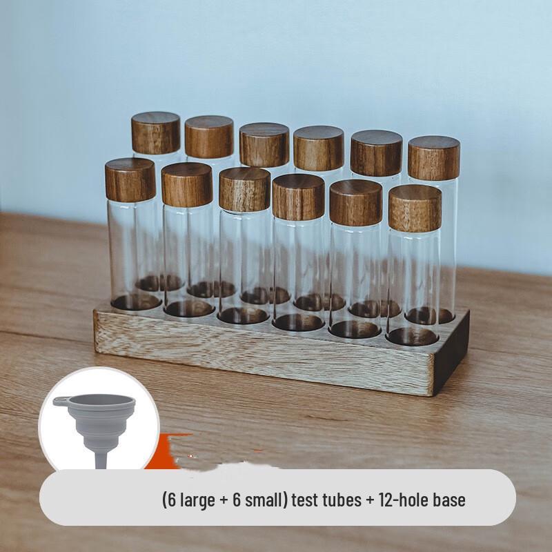 

Стеклянные пробирки-баночки с деревянными крышками и подставка для демонстрации