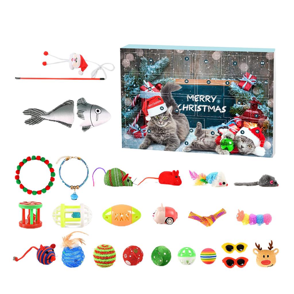Fashion Cat Advents Calendar 2026 Funny Festival Countdown Collectible Interactive Cat Toy Kit For Cat Lovers Present Box