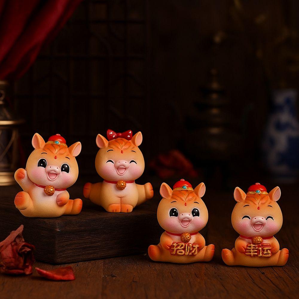 Lifelike 2026 Horse Year Figurines Resin Horse Statue Zodiac Horse Mascot  New Year Gift