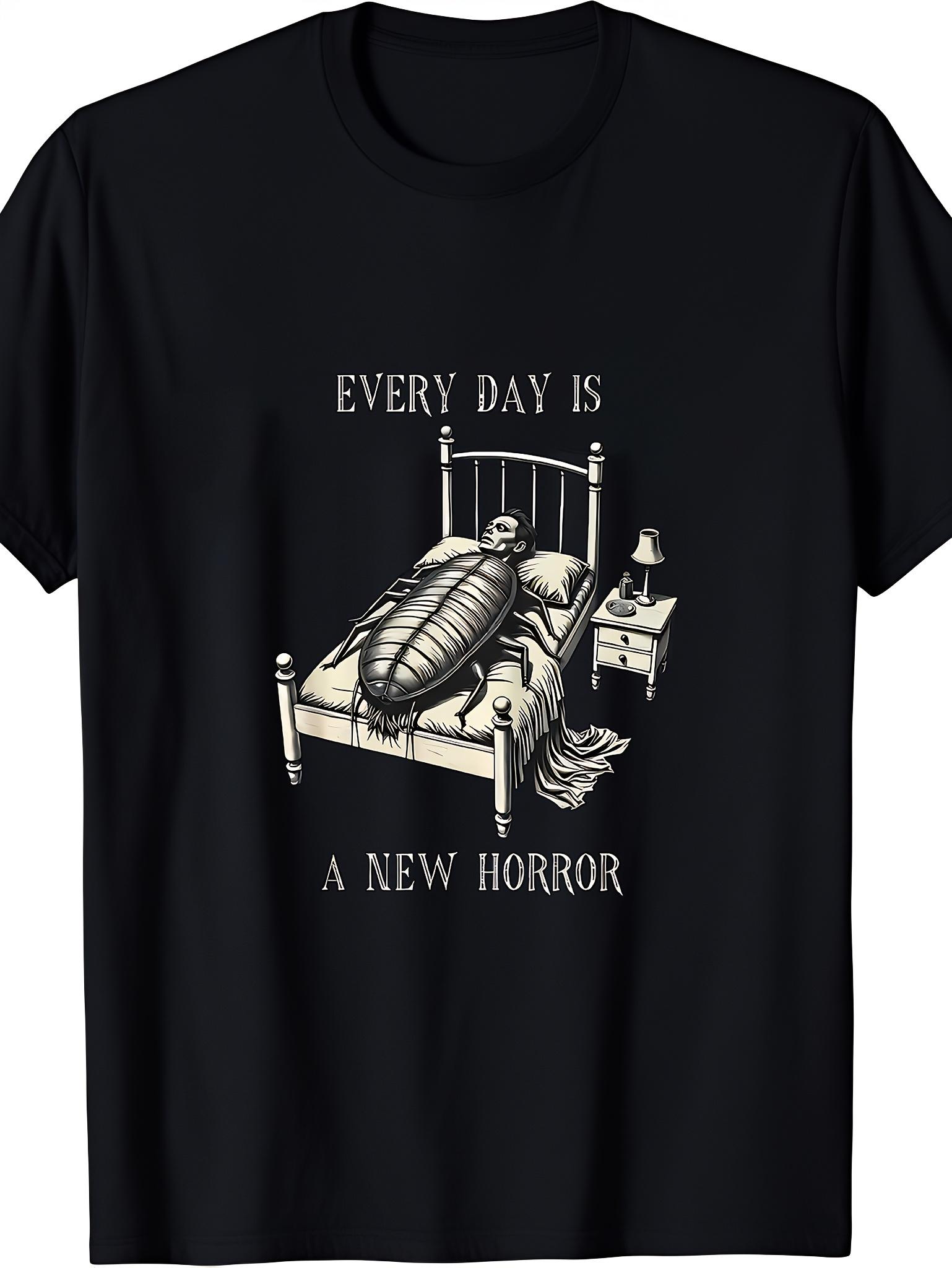 

Мужская футболка Новый ужас каждый день - Футболка с принтом на литературную тематику, Экзистенциальная одежда, Наряд на книжную тематику с черным юмором... S разноцветный