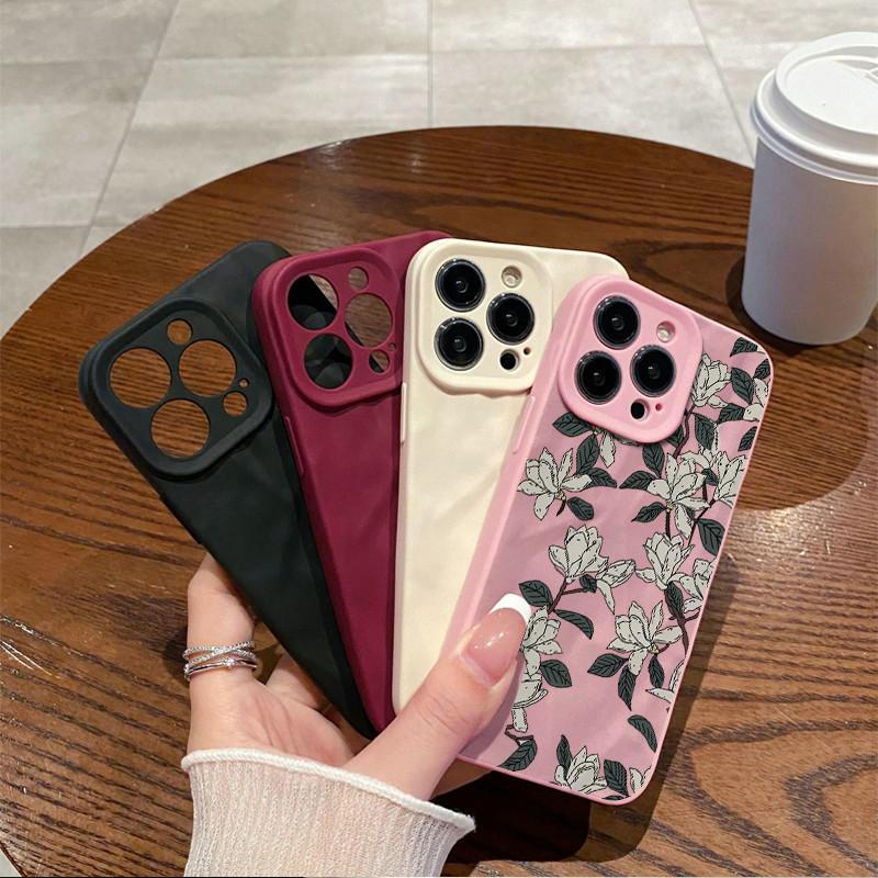 Surface Wrinkles and Unevenness Phone Shell Gardenia Floral Printed Protective Matte TPU Cover Soft Silicone Case