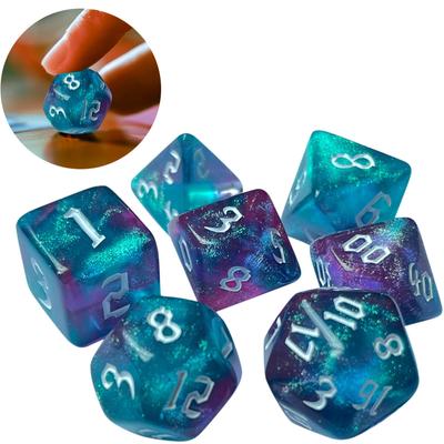 DND Cube Dice RPG Dice Amazing Colours Mixing Fantasy Starlight Effect Unique Font Styles Roll Dice Set Playing Board Games